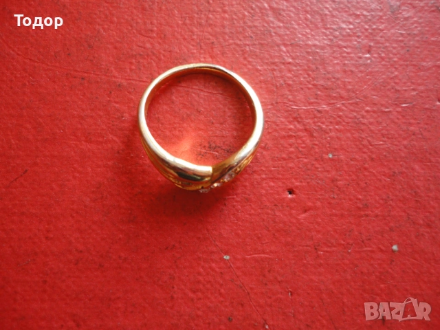 Позлатен пръстен с камъни 2, снимка 4 - Пръстени - 53052492