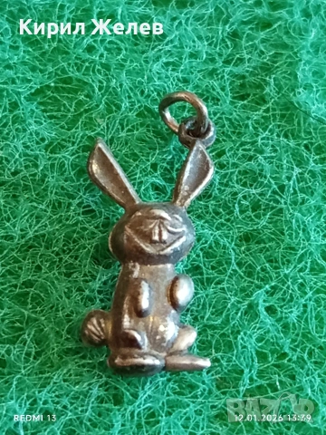 Сребърна висулка ЗАЕК символизира нежност,късмет ново начало 33302