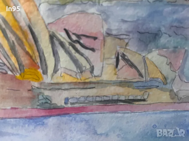 Sydney Opera House – оригинална акварелна картина с рамка, снимка 6 - Картини - 55875622