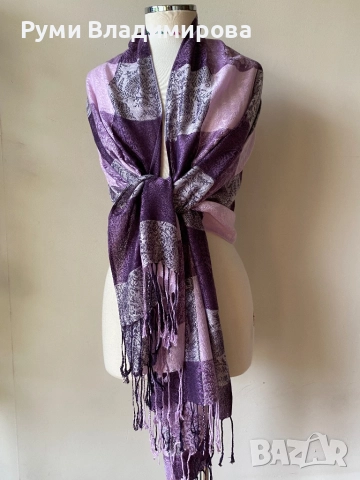 Люляково лилав шал/ различни видове, снимка 6 - Шалове - 47966870