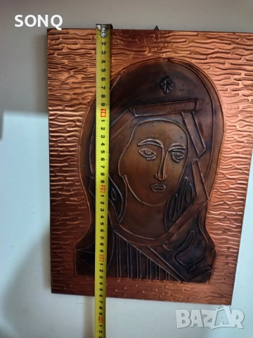 Старо Медно Пано Икона-Света Богородица, снимка 6 - Икони - 52510923