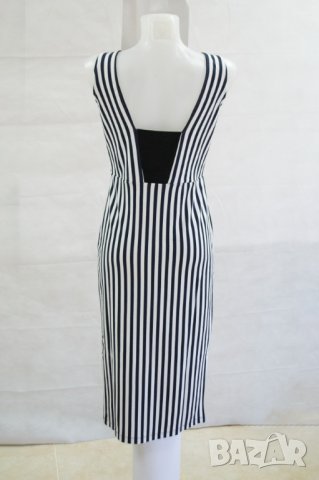 Рокля на бели и тъмносини райета и черно Maroon - XL, снимка 3 - Рокли - 42819527