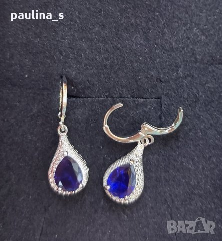 Два (2) броя / Обеци с цирконии, снимка 8 - Обеци - 29013366