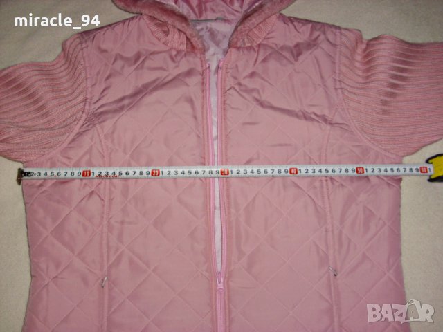 Розово яке с плетени ръкави и плетена качулка - изгодно., снимка 7 - Якета - 31243451