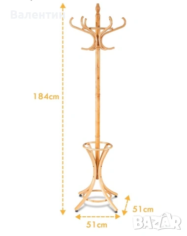 Дървена закачалка за палта , снимка 3 - Закачалки - 53130259