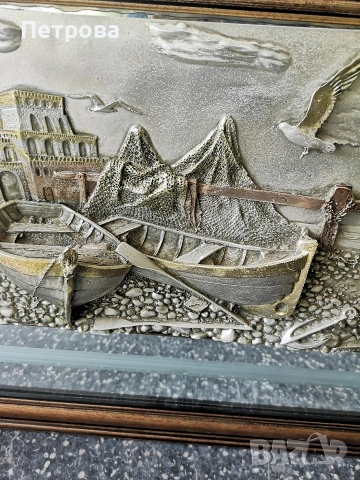 винтажна картина, релеф. , снимка 2 - Картини - 54299359
