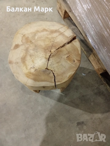 Масивно дървено столче/масичка (∅28 см, H41 см) – ЗА РЕСТАВРАЦИЯ, снимка 7 - Столове - 54063203