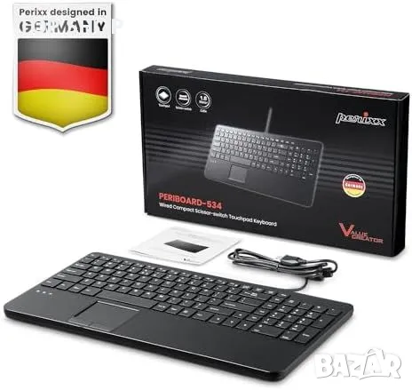 Нова Компактна Клавиатура с Тъчпад + USB Хъбове, Поддръжка Windows