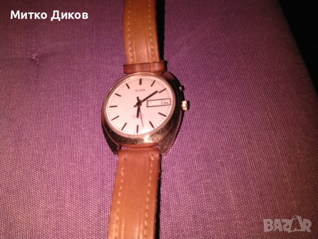 Slava 27 jewels automatic часовник Слава автоматик 5Au-златно покритие работи точно като нов от соца, снимка 6 - Мъжки - 44560128