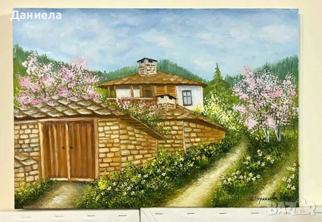 "Пролет иде.", авторска картина с маслени бои., снимка 2 - Картини - 54104719