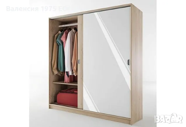 Гардероб с плъзгащи врати Сити 1009 комбинация бяло/ арвен, сонома или орех, снимка 2 - Гардероби - 46495311