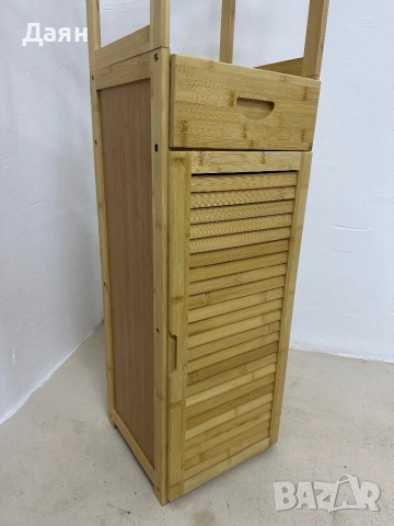Висок бамбуков шкаф за баня Kleankin, снимка 6 - Шкафове - 52635600