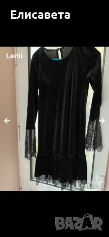 Дамска кашмирена рокля в черен цвят с дантела , снимка 1