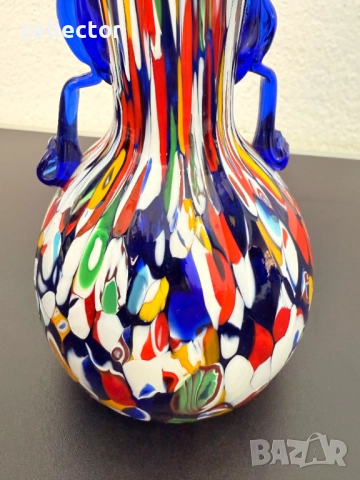 Стъклена ваза Мурано Fratelli Toso многоцветна. №7513, снимка 7 - Антикварни и старинни предмети - 52120888