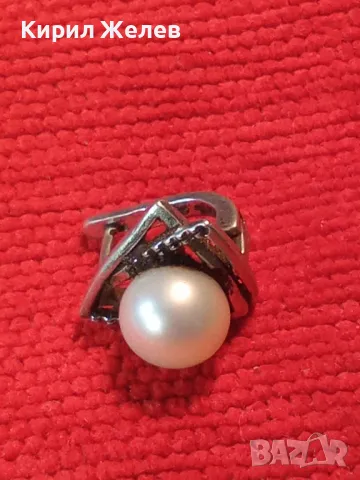 ШАРМАНТНА АНГЛИЙСКА ПЕРЛЕНА СРЕБЪРНА ОБЕЦА СРЕБРО 925 с БЯЛА ЕСТЕСТВЕНА ПЕРЛА / БИСЕР 48247, снимка 12 - Обеци - 49732850
