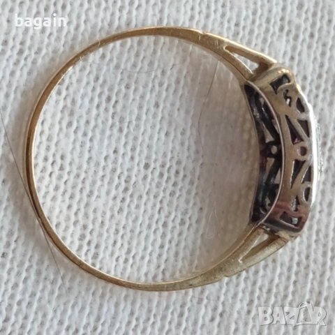 Рубинен пръстен. Сребро с позлата., снимка 2 - Пръстени - 53113116