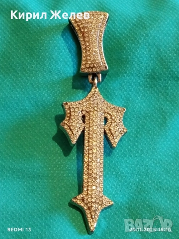 TRAPSTAR медальон сребърно покритие инкрустиран с бели циркониеви камъни 38748, снимка 4 - Други - 52480387