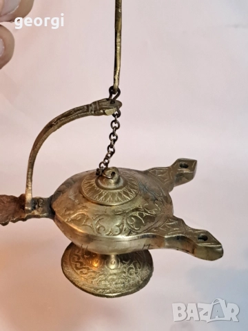 стара бронзова маслена лампа 28/4, снимка 3 - Антикварни и старинни предмети - 51942247