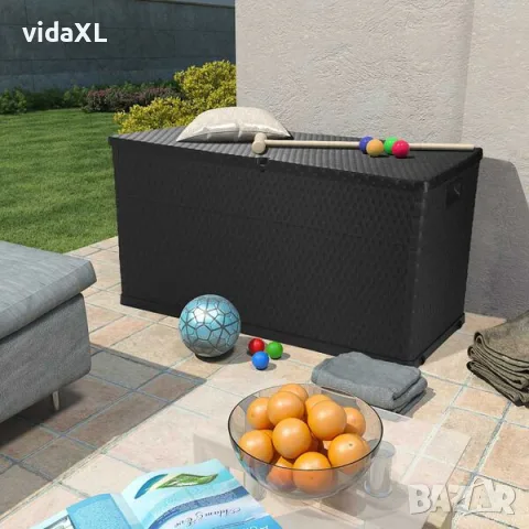 vidaXL Градински сандък за съхранение антрацит 120x56x63 см PP ратан（SKU: 43711）, снимка 2 - Градински мебели, декорация  - 56123408