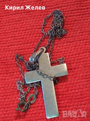 СТИЛЕН СРЕБЪРЕН КРЪСТ МАТИРАНО СРЕБРО 925 сФИНА СТАРА СРЕБЪРНА ВЕРИЖКА СРЕБРО 950 РЪЧНА РАБОТА 40024, снимка 13 - Колиета, медальони, синджири - 49866148