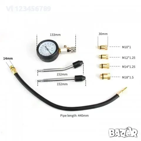 Тестер за измерване на компресия на бензинови двигатели FORCE KRAFT, снимка 3 - Други инструменти - 52120688