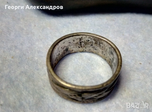Стар СРЕБЪРЕН ПРЪСТЕН - Арт ХАЛКА с "МОМИНСКА ПЛИТКА" Оксидирано СРЕБРО 925, снимка 6 - Пръстени - 54307695