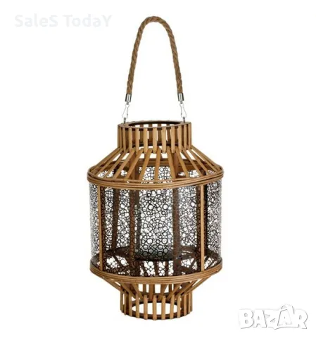 Фенер за градина/ тераса, дръжка от въже, 40см, снимка 1