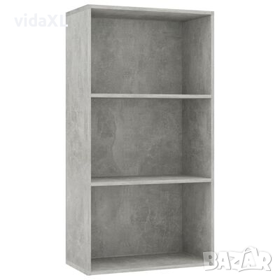vidaXL 3-етажна библиотека, бетонно сива, 60x30x114 см, ПДЧ（SKU:800976, снимка 1