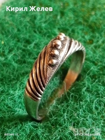 Артистичен сребърен пръстен с гранулация ювелирна изработка 34025, снимка 7 - Пръстени - 53993656