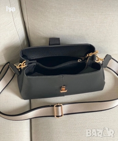 Стилна черна чанта Baglovis с дълга дръжка, две прегради и джоб с цип – елегантност и комфорт, снимка 3 - Чанти - 52068508