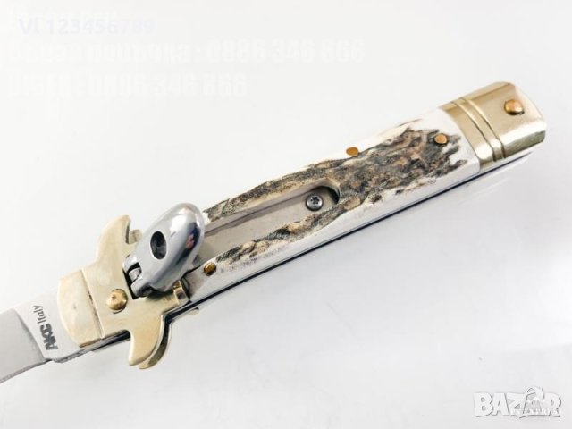Сгъваем автоматичен нож - стилето , с чирени от еленов рог, 85x195, снимка 3 - Ножове - 40779690