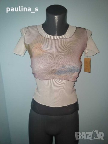 Нова еластична блуза в два пласта / унисайз , снимка 2 - Корсети, бюстиета, топове - 31104569