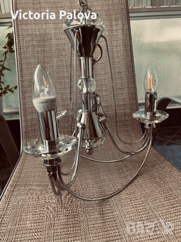 Красив кристален полилей и две лампи за стена-комплект, снимка 15 - Полилеи - 37700086