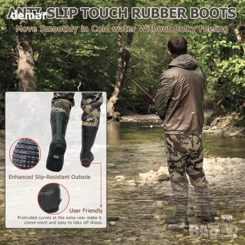 UNISPO Неопренови ботуши до кръста, подсилен колан за кръста и подложки за коленете, XS, снимка 7 - Екипировка - 49708546