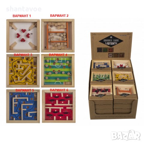 Дървен пъзел лабиринт - 6 варианта