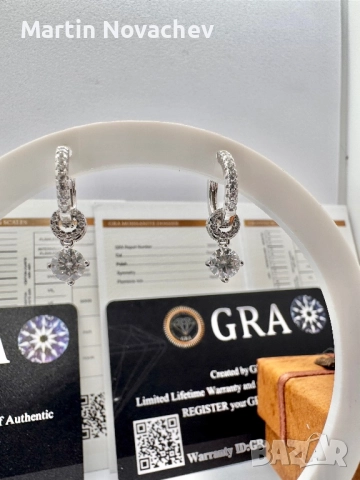 Сребърни обеци с мойсанит (Диамант) 0.5 карата, снимка 3 - Обеци - 52844065