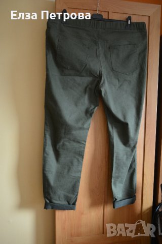 Пролетно-есенен дънков панталон тип клин, маслено зелено, снимка 2 - Панталони - 42833596