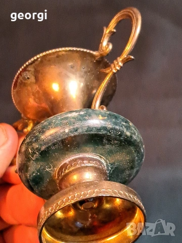 мини бронзова вазичка със зелен оникс 34/3, снимка 3 - Декорация за дома - 53937841