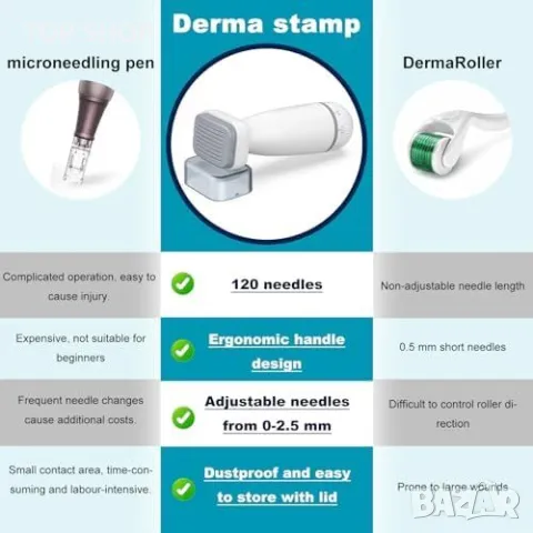 Нов Дерма стик с регулируеми игли за растеж на коса и брада Микронидлинг, снимка 4 - Тримери - 49945211