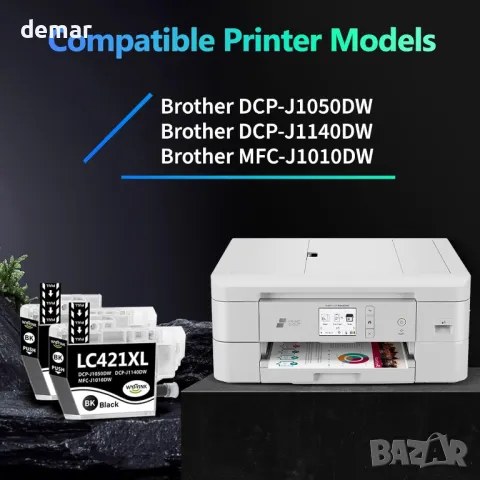 LC421XL Касети с мастило за Brother LC421 XL LC421XL LC421VAL LC421XLVAL - 3 черни, снимка 2 - Консумативи за принтери - 49368819