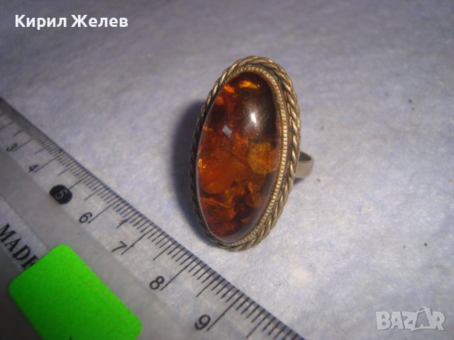 СТАРИНЕН МЕЛХИОРЕН КЕХЛИБАРЕН АРТ ДЕКО ЮВЕЛИРЕН ПРЪСТЕН 100% НАТУРАЛЕН БАЛТИЙСКИ КЕХЛИБАР 12426, снимка 4 - Антикварни и старинни предмети - 37395529
