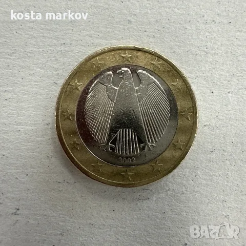 Монета от 1 евро (Германия, 2002 г., знак „A“