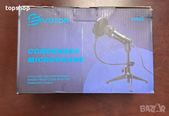 EIVOTOR K380Q кондензаторен микрофон, вокална оптимизация, USB Plug & Play, снимка 4 - Микрофони - 50494659