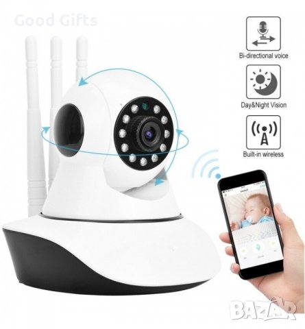 Smart IP камера за видеонаблюдение с 3 антени , Бебефон