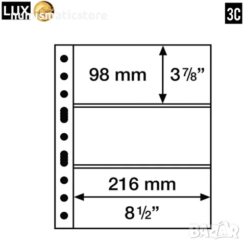 прозрачни листи LUX A4 за три банкноти 3C - 216х98 мм , опаковка от 5 броя – GRANDE стандарт