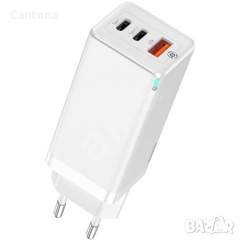 Baseus GaN Mini Quick Charger 65W - захранване за ел. мрежа за лаптопи, смартфони и таблети с USB и , снимка 1 - Оригинални зарядни - 33925742