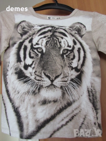 Блуза за момиче Н&М с ефектен тигров принт размер 110/116, нова, снимка 6 - Детски Блузи и туники - 51696017