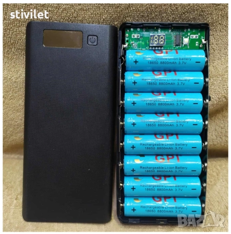 Power Bank Кутия за 8 бр.18650 батерии + фенер НОВО, снимка 10 - Други - 52095632