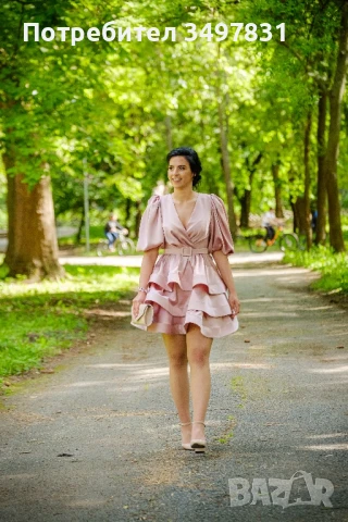 Официална рокля-розов сатен , снимка 9 - Рокли - 50995911