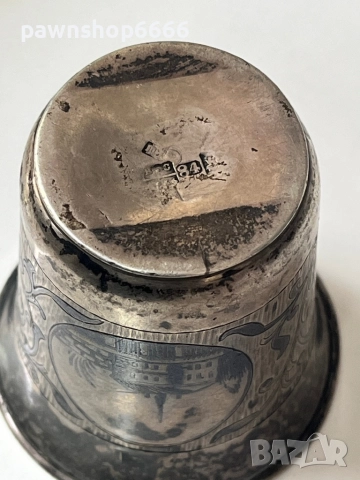 Руска сребърна чаша за кидуш от 19-ти век, 0.84 проба, снимка 8 - Антикварни и старинни предмети - 51454580